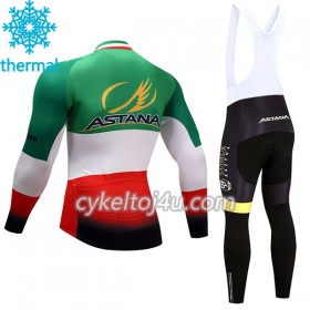 Cykeltrøje Langærmet + Bib Cykelbukser 2017 Astana Pro Team Dame N004 Vinter Thermal Fleece